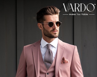 Gediegener Herren Dusty Rose Dreiteiler - Klassische Hochzeitskleidung - Maßanzug - The Rising Sun Store, Vardo
