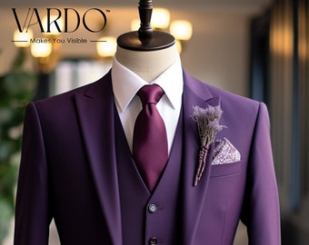 Men’s Purple 3-Piece Suit for Weddings & Special Events
