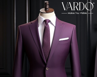 Men’s Purple Two-Piece Suit – Slim Fit Wedding and Formal Outfit