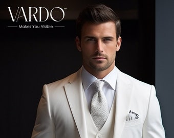 Stylish Formal White Three-Piece Suit for Men- Tailored Suit - The Rising Sun store, Vardo
