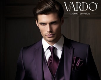 Men’s Purple 3-Piece Tuxedo Suit for Weddings & Gala Events