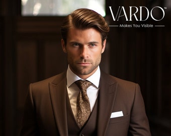 Dark Brown Three Piece Suit - Premium Men's Wedding Suit - Tailored Fit, The Rising Sun store, Vardo