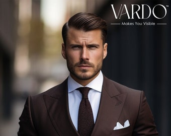 Dark Brown Double Breasted Suit for Men - Premium Men's Wedding Suit - Tailored Fit, The Rising Sun store, Vardo
