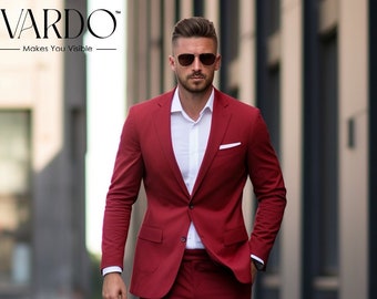 Men’s Red Two-Piece Suit – Contemporary Tailored Fit