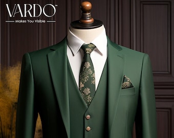 Men’s Green 3-Piece Suit for Weddings & Evening Events