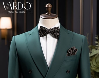 Emerald Green Double Breasted Suit for Men Wedding Groom Formal Luxury Attire