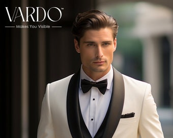 Classic Ivory Tuxedo Suit for Men - Timeless Elegance-Tailored Suit - The Rising Sun store, Vardo