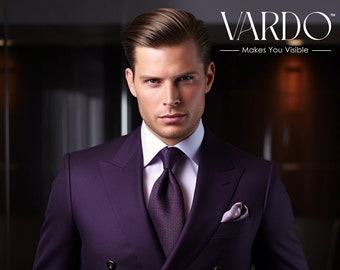 Premium Purple Double Breasted Suit for Men – Stylish and Sophisticated Attire-Tailored Suit-The Rising Sun store, Vardo