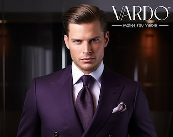 Premium Purple Double Breasted Suit for Men – Stylish and Sophisticated Attire-Tailored Suit-The Rising Sun store, Vardo