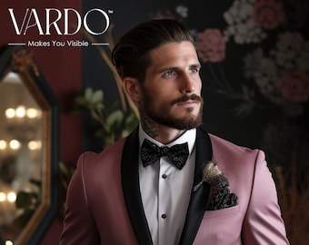 Dusty Rose Tuxedo Suit for Men-Elegant Wedding Attire - Premium Quality-Tailored Fit-The Rising Sun store, Vardo