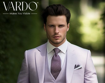 Men’s Light Purple 3-Piece Suit for Weddings & Elegant Events
