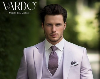 Gentleman's Light Purple Three-Piece Suit - Stylish Men's Wedding Attire-The Rising Sun store, Vardo