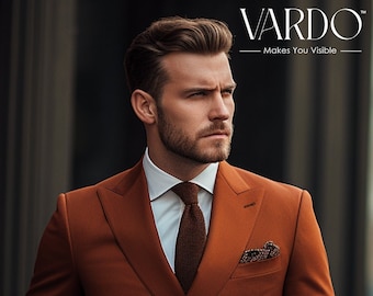 Rust Double Breasted Suit - Timeless Elegance for Men- Tailored Fit, The Rising Sun store, Vardo