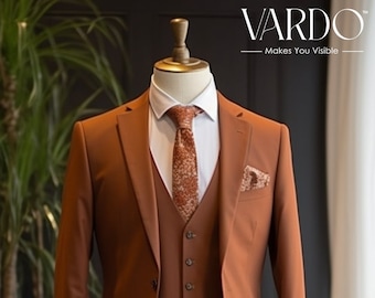 BURNT ORANGE 2 PIECE SLIM FIT SUIT – VARDO