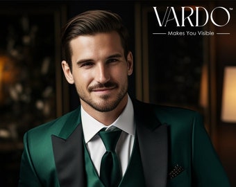 Premium Emerald Green Tuxedo Suit for Men - Classic Elegance for Special Occasions- Tailored Suit - The Rising Sun store, Vardo