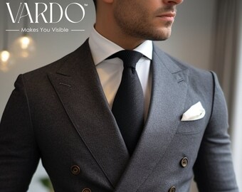 Charcoal Grey Double Breasted Suit Men's Dark Charcoal Grey Twill