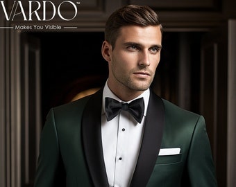 Dapper Style Forest Green Tuxedo Suit for Men - Elegant Wedding Attire-  Tailored Suit - The Rising Sun store, Vardo