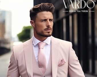 Modern Light Pink Three Piece Suit - Wedding, Prom, and Special Occasions - Tailored Suit - The Rising Sun store, Vardo