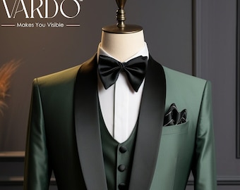 Dark Green Tuxedo for Men - Classic Elegance, Wedding & Formal Events - Tailored Suit - The Rising Sun store, Vardo
