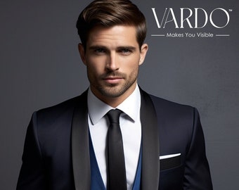 Premium Dark Blue Three Piece Tuxedo Suit for Men - Classic Wedding & Formal Attire Men-Tailored Fit, The Rising Sun store, Vardo