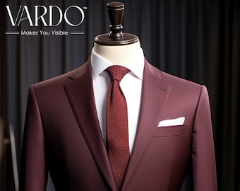 Men’s Maroon Two-Piece Suit – Elegant Tailored Fit