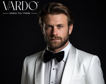 Elegant Men's White Velvet Dinner Jacket - Classic Formal Wear for Special Occasions - Tailored Fit- The Rising Sun store, Vardo