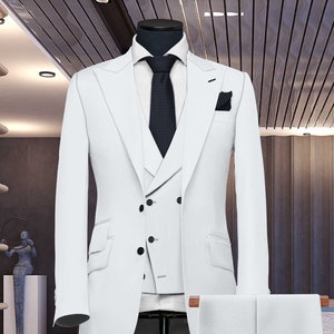 Men Suits, Suits For men White three piece Wedding Suit, Formal Fashion Slim Fit Suit - Prom Wear