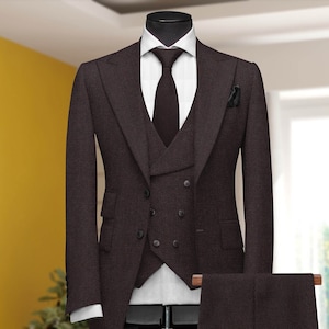 Mens Tweed Suit Brown - mens suit, men suits, men suits wedding, custom suits for men, suit for men, Business suit, slim fit suit