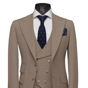 Men Suits, Suits For Men Golden Beige three piece Wedding Suit, Formal Fashion Slim Fit Suit,