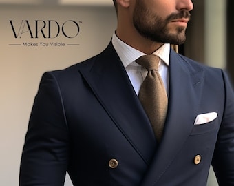 Traje clásico cruzado azul marino para hombre - Atuendo formal atemporal, The Rising Sun Store, Vardo