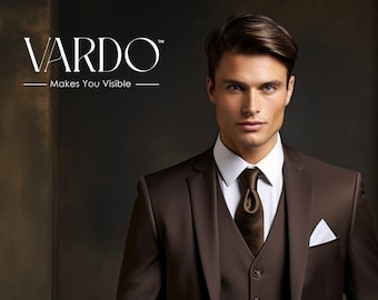 Men’s Dark Brown 3 Piece Suit – Tailored Slim Fit Wedding and Formal Wear