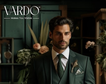 Men's Dark Emerald Green 3-Piece Suit - Luxe Tailored Elegance for Formal & Business Events, The Rising Sun Store, Vardo