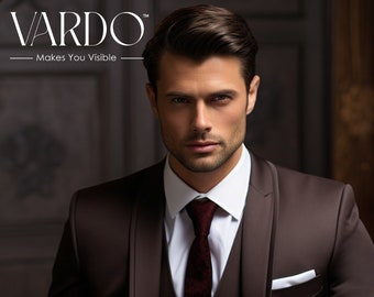 Men’s Dark Brown 3 Piece Suit – Slim Fit Wedding and Business Formal Attire