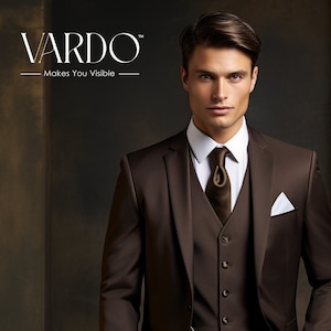 Buy Men Suits Coffee 3 Piece Slim Fit Two Button Wedding Groom