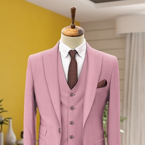 Men Suits, Suits For men Dusty Rose three piece Wedding Suit, Formal Fashion Slim Fit Suit - Prom Wear