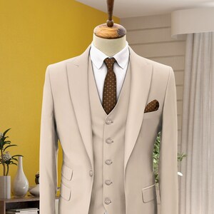 Men Suits, Suits for Men Champagne Three Piece Wedding Suit, Formal ...