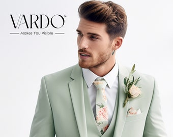 Distinguished Sage Green 3-Piece Suit - Men's Notch Lapel - Premium Business and Formal Wear, The Rising Sun Store, Vardo
