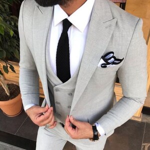 Men Suit 3 Piece Grey Suits For Men Slim fit Suits One | Etsy