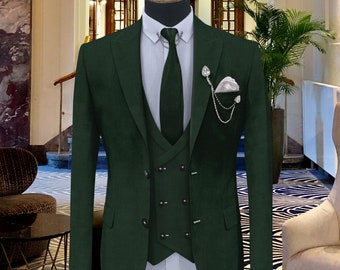 GREEN WEDDING three piece suits for men - wedding groom suit - elegant green suit