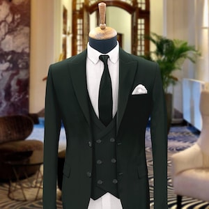 Men Suits, Suits For men green three piece Wedding Suit, Formal Fashion Slim Fit Suit - Prom Wear