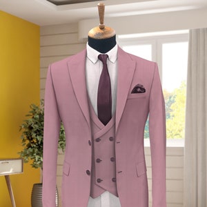 Men Suits, Suits For men Dusty Rose three piece Wedding Suit, Formal Fashion Slim Fit Suit - Prom Wear