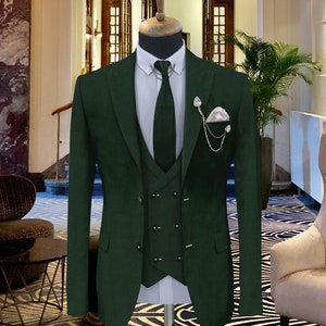 GREEN WEDDING three piece suits for men - wedding groom suit - elegant green suit