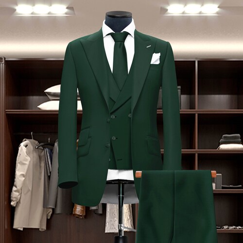 Men Suit 3 Piece Green Wedding Groom Party Wear Slim Fit Prom - Etsy