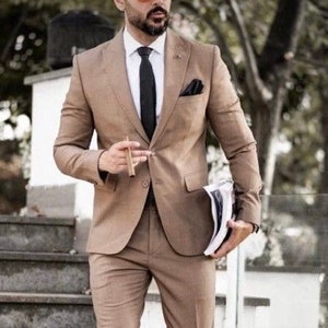 SUITS FOR MEN Golden Beige Men Suit 2 Piece Slim Fit Suits - Etsy