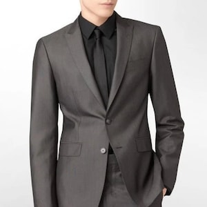Men Suits, Suits for Men Grey Two Piece Tuxedo Wedding Suit/ Formal ...