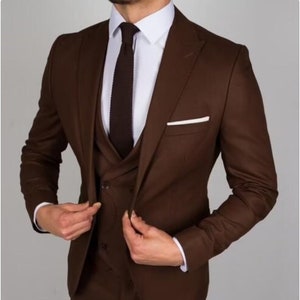 Suits For men Brown, Men Suits 3 piece, Slim fit Suits, One Button Suits, Tuxedo Suits, Dinner Suits, Wedding Groom suits, Bespoke For Men