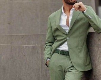 Suits For men light Green, Men Suit 2 piece, Slim fit Suits, Two Button Suits, Wedding Groom suits