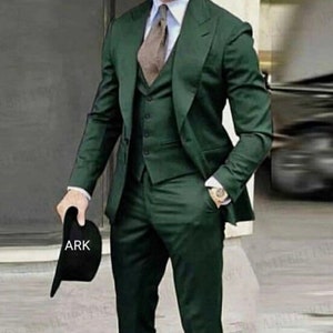 Men Suits, Suits For men Dark Green three piece Wedding Suit, Formal Fashion Slim Fit Suit - Prom Wear