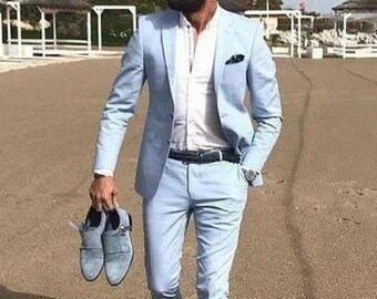 sky blue coat suit