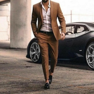 SUITS FOR MEN, brown suit, Men Suit 2 piece, Slim fit Suits, Two Button Suits, Tuxedo Suits, Stylish Suits, Elegant Suit